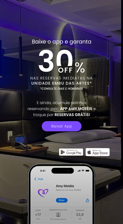 Baixe o app e garanta 40% off nas reservas imediatas na unidade embu das artes* *consulte dias e horários