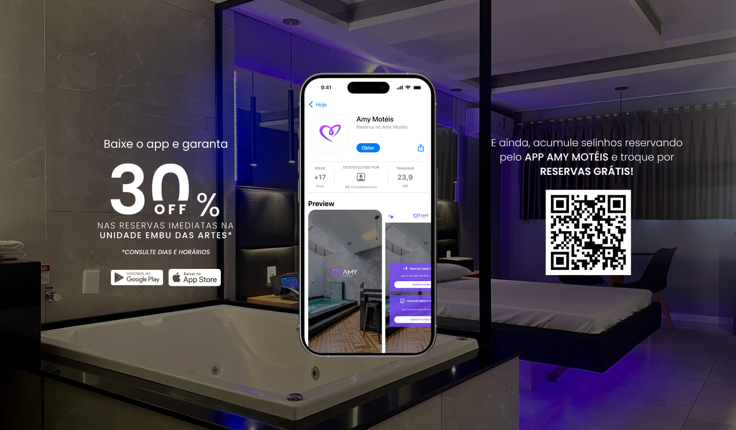Baixe o app e garanta 40% off nas reservas imediatas na unidade embu das artes* *consulte dias e horários